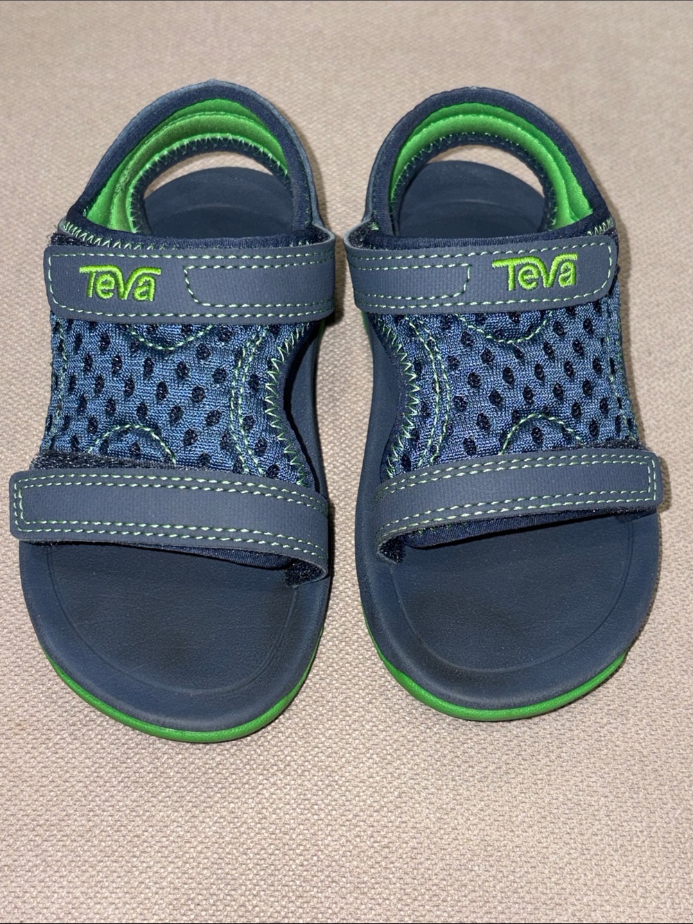 Teva Kids Navy and Green Open-Toe Hook-and-Loop Sandals
